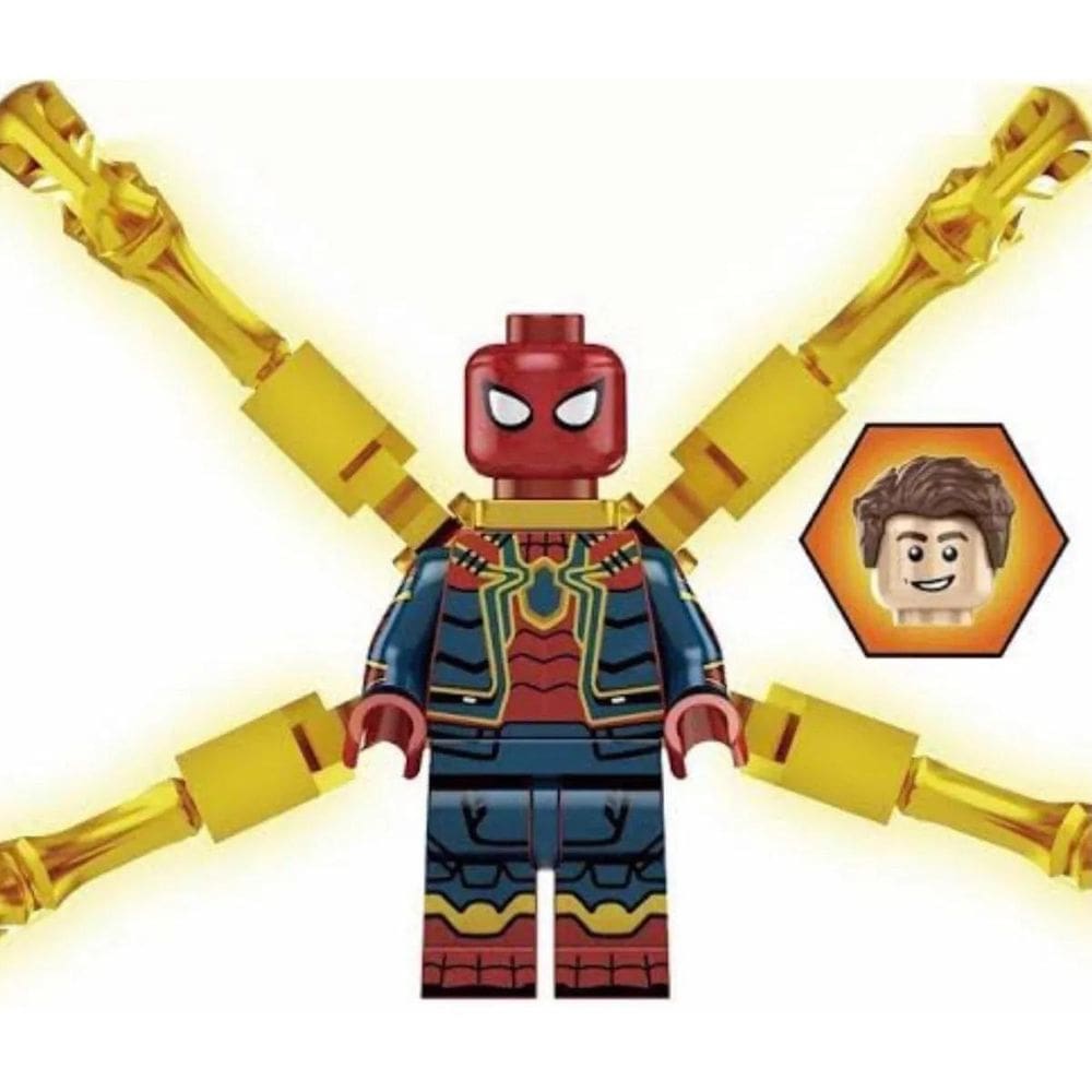 Boneco Blocos De Montar Homem Aranha Teia Cromada Spiderman