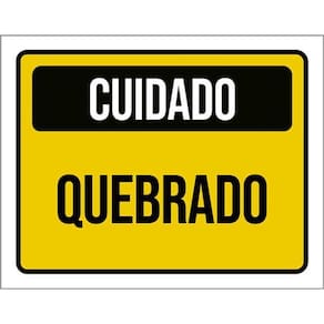 Kit 5 Placas Cuidado Quebrado Amarelo 36X46
