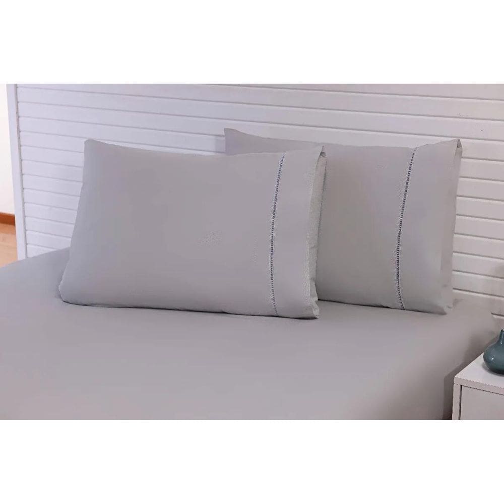 Kit 2 Fronhas King 60X80 100%Algodão 200 Fios Palito Cinza