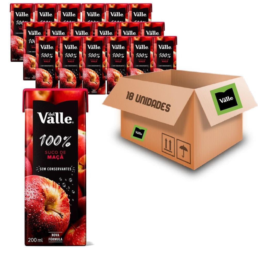 Kit Com 18Und Suco Del Valle 100% Fruta Sabor Maçã Tp 200Ml