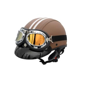 Capacete Coquinho Br 101 Marrom Com Pala Retro Amarelo M