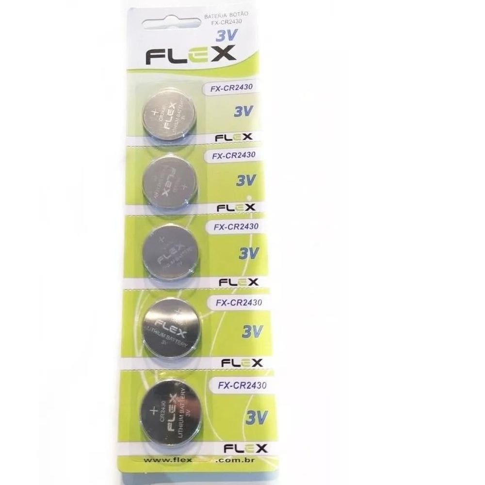Bateria Cr2430 3V Flex Pilha Botao Moeda C/5 Unidades