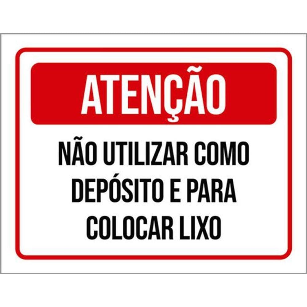 Kit 5 Placas Não Utilizar Depósito Colocar Lixo 36X46