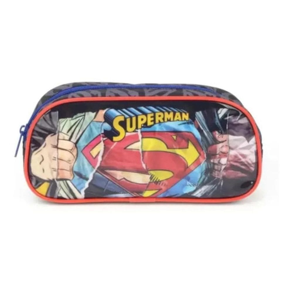 Estojo Simples Escolar Superman Super Homem - Vermelho