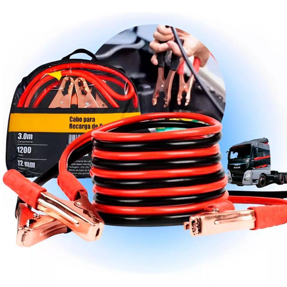 Cabo Chupeta 1200Amp Para Emergência Automotivo