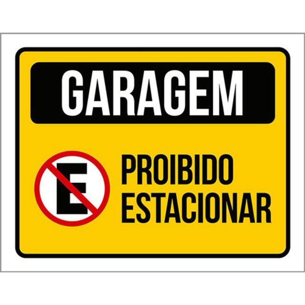 Kit 5 Placas Garagem Amarela Proibido Estacionar 36X46