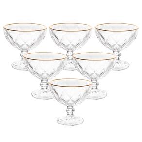 Kit 6 Taças De Sobremesa Com Fio Dourado Lyor 5735