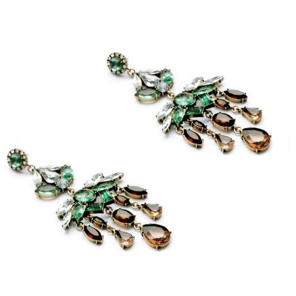 Brinco cristal gotas verde
