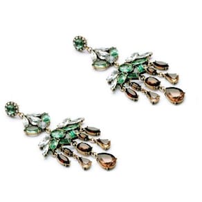Brinco cristal gotas verde