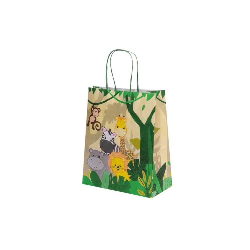 Kit 10 Sacola Papel Kraft Branco Safari 17,5X8,5X21,5Cm