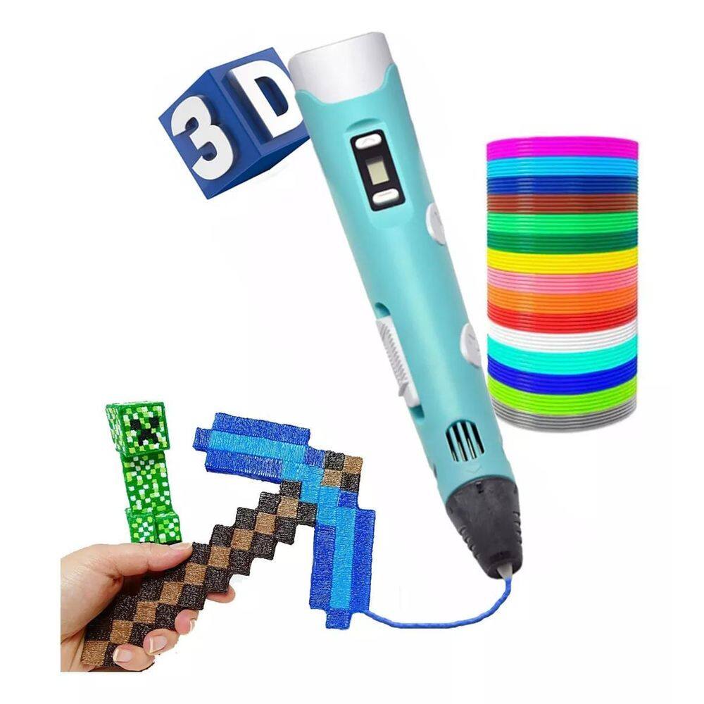 Caneta 3D Led Com Filamento Impressora Brinquedo Infantil