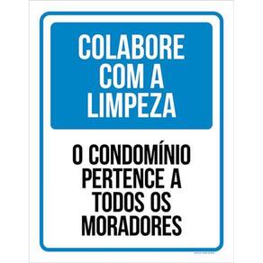 Kit 5 Placa Colabora Limpeza Condomínio Todos Moradores36X46