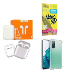 Kit Fone Sem Fio + Capinha Samsung S20 Fe + Película 9D