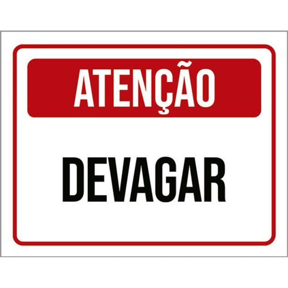 Kit 5 Placas Atenção Devagar Vermelha 36X46