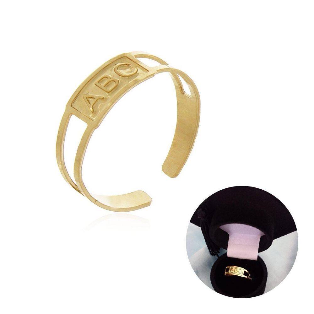 Anel Abc Escolar Com Capelo Banho Ouro 18K