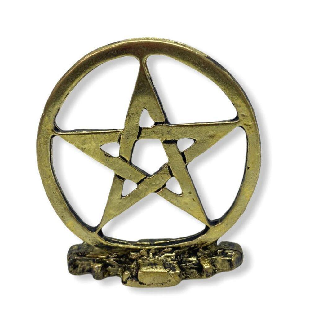 Pentagrama Em Metal Dourado De Mesa 5 Cm - Proteção