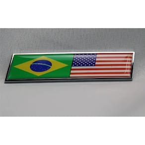 Emblema Adesivo Alto Relevo 3D Brasil Eua Usa Cromado