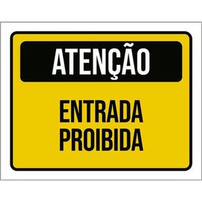 Kit 5 Placas Atenção Entrada Proibida Amarela 36X46
