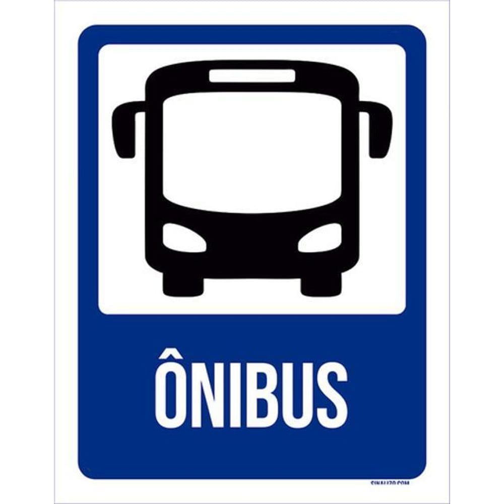 Kit 5 Placas Azul Ônibus Ícone 36X46