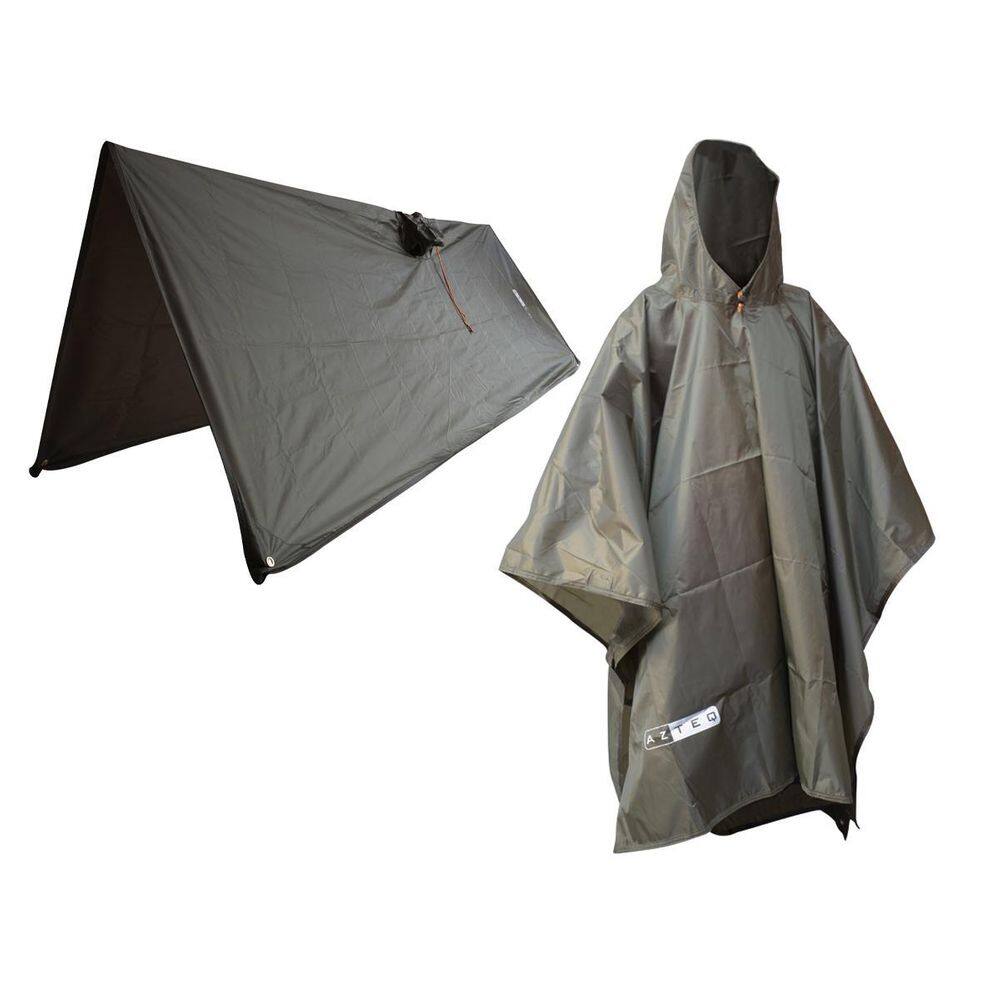 Poncho Capa De Chuva Azteq Kocan Verde Com Capuz