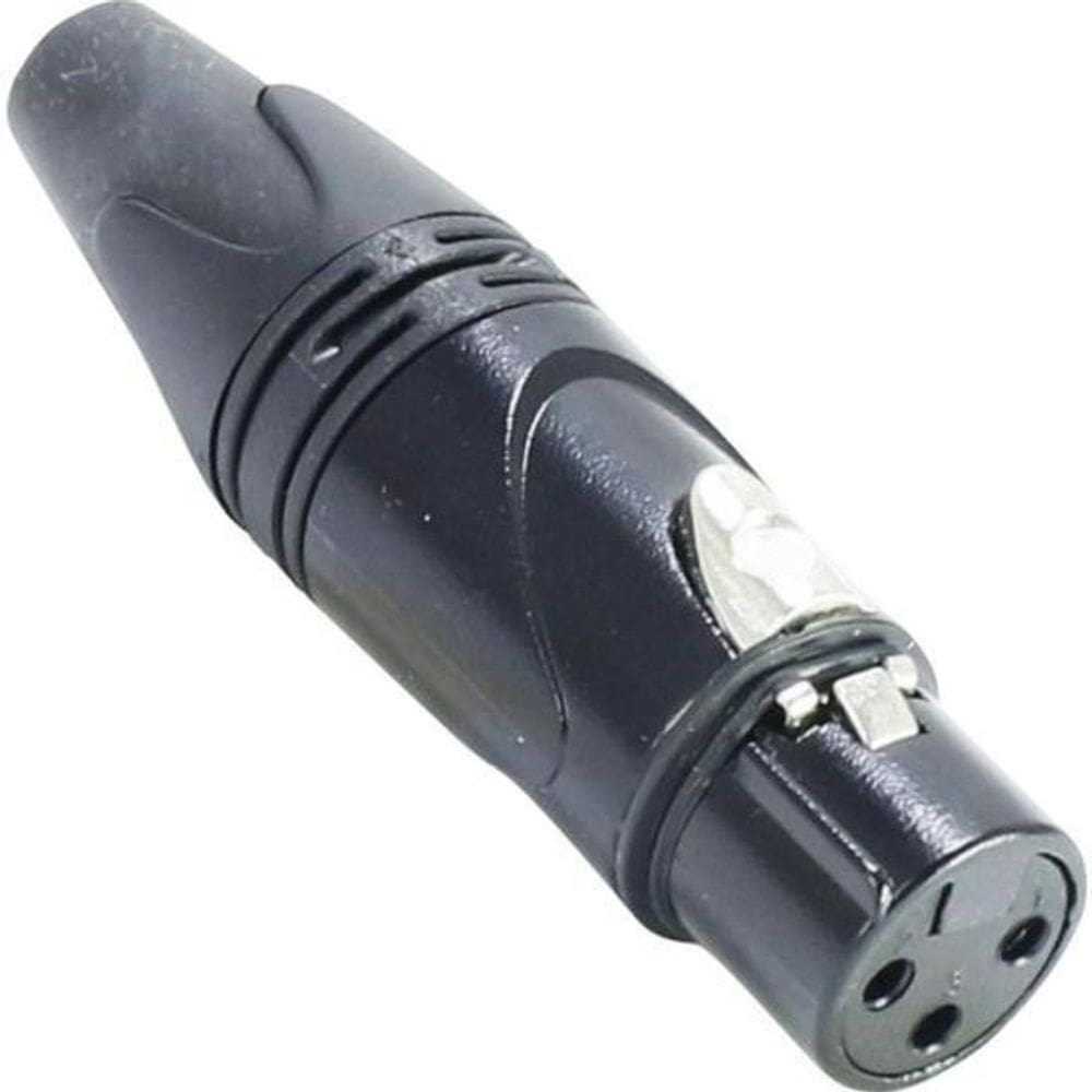 Conector Xlr F 3 Polos Datalink Preto - Pct / 10