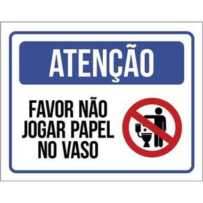 Kit 3 Placas Atenção Azul Favor Não Jogar Papel Vaso