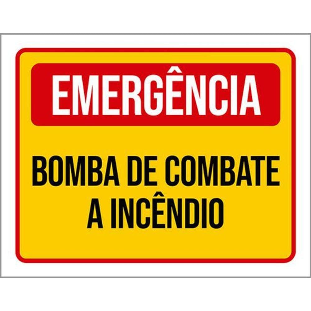 Kit 5 Placas Emergência Bomba Combate Incêndio 36X46