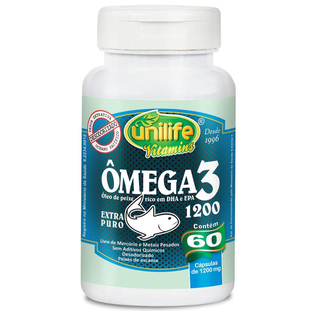 Ômega 3 Óleo de Peixe 1200mg - EPA e DHA - 60 Cápsulas