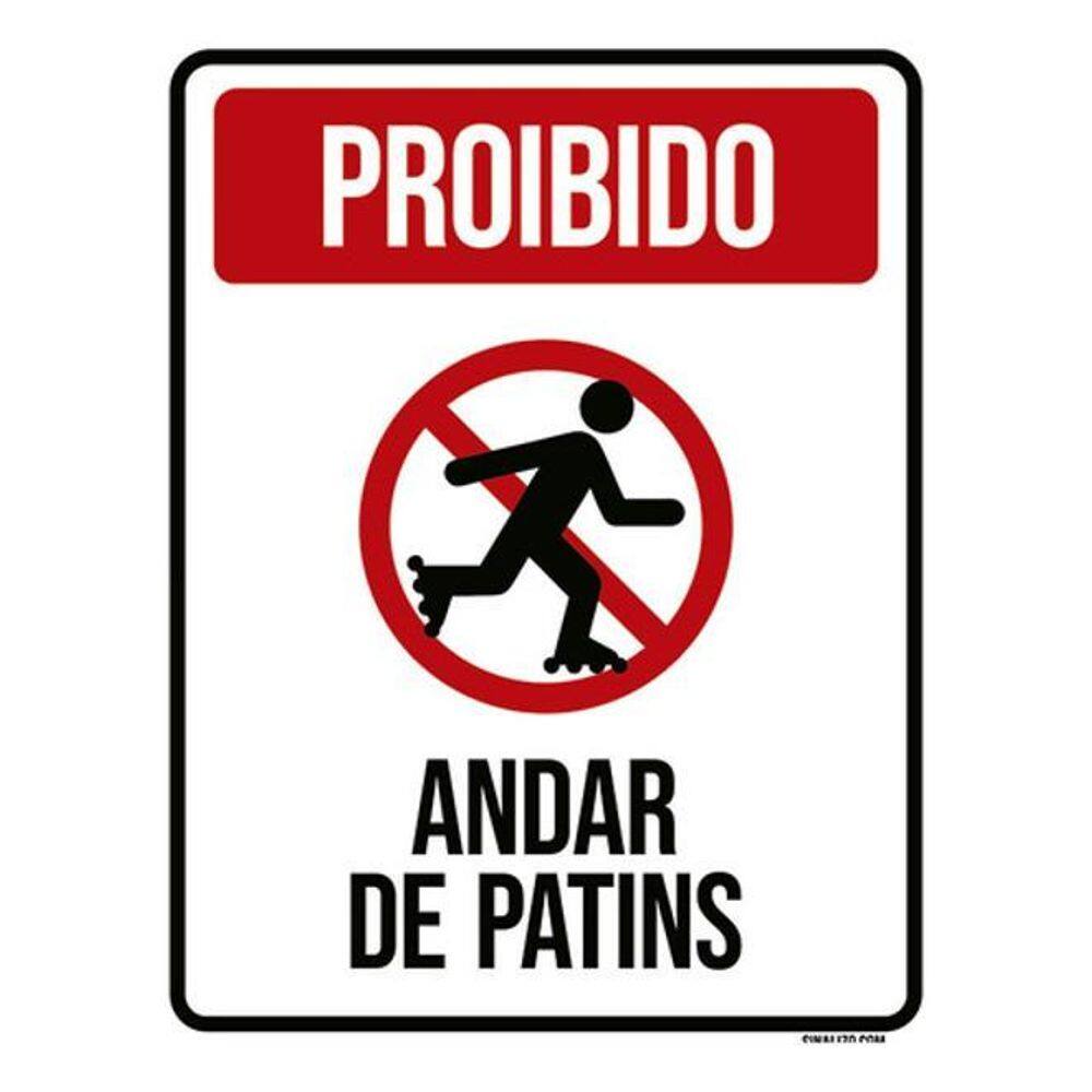 Kit 3 Placas Sinalização - Proibido Andar De Patins