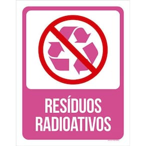 Kit 3 Placas Sinalização - Lixo Rosa Resíduos Radioativos