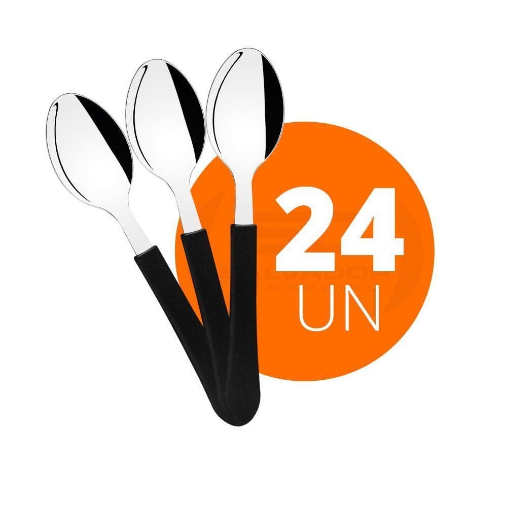 Kit 24 Colheres Leme Sobremesa Cabo Preto Cspbag Tramontina