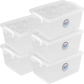Kit 5 Caixa Organizadora Tampa Trava Pote 400Ml Mini Ordene