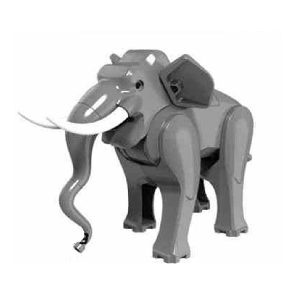 Boneco Blocos De Montar Elefante Cinza Escuro Selva