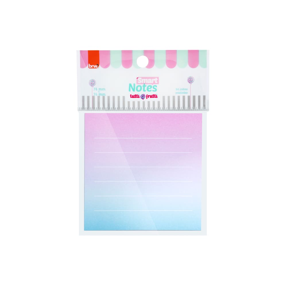 Bloco Adesivo Smart Notes 50 Fls Pautado BRW - Tutti-frutti
