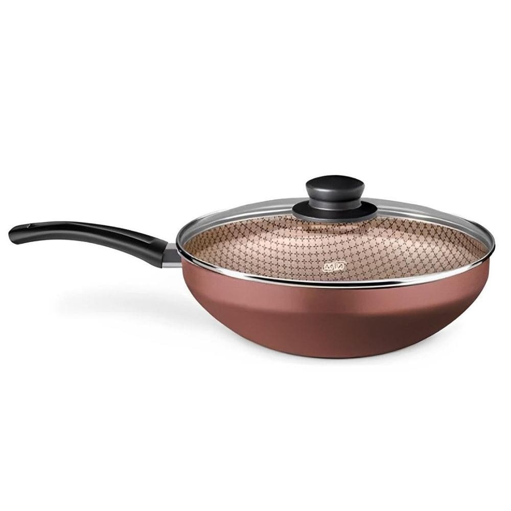 Panela Wok Flora Super Flon Alumínio Chocolate 28Cm 4,3L Mta