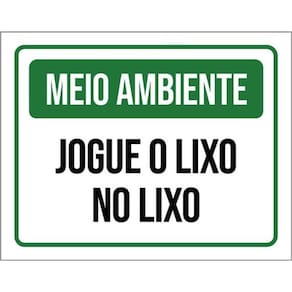 Kit 3 Placas Meio Ambiente Jogue Lixo No Lixo Verde