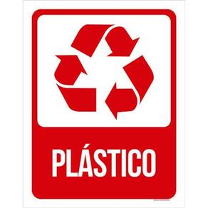 Kit 5 Placas Lixo Vermelha Plástico 36X46