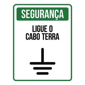 Kit 3 Placas Sinalização - Segurança Ligue Cabo Terra Verde