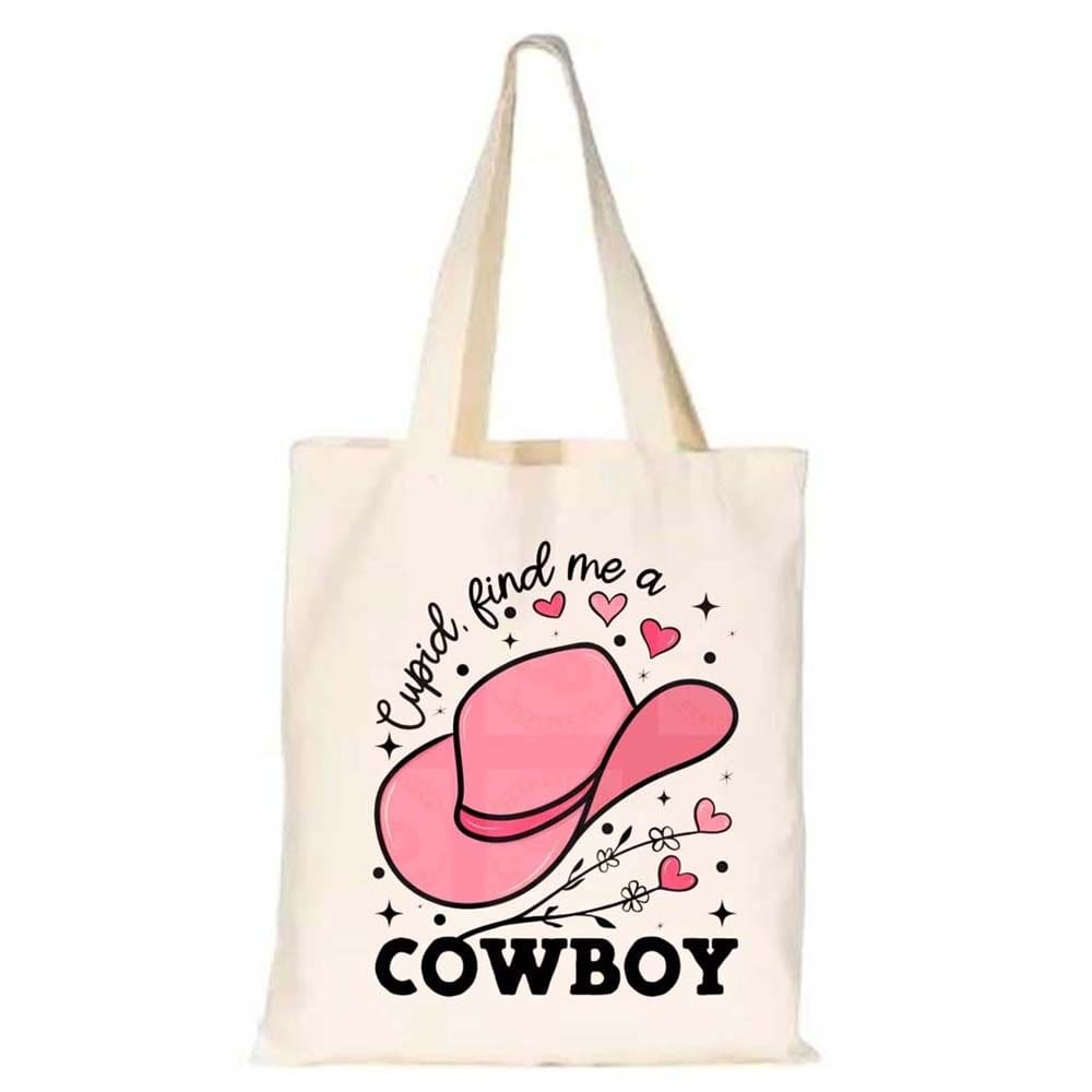 Bolsa Sacola Ecobag Estampa Chapeu Rosa Cowboy Algodao Cru Feminina Versatil Dia a Dia