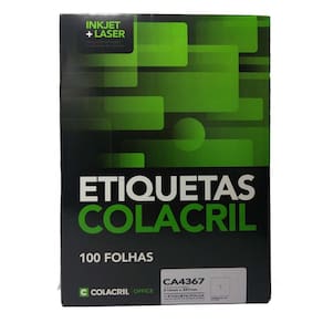 Etiqueta A4 CA4367 210x297mm Colacril 100 Unid. Auto-Adesiva
