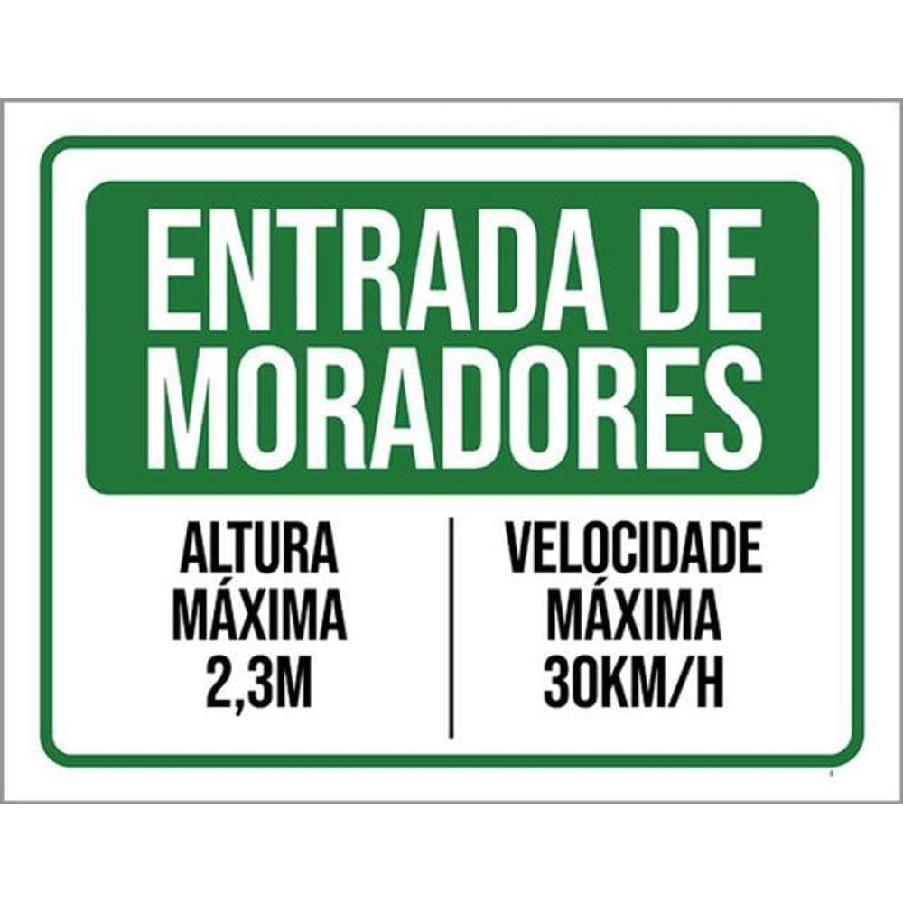 Kit 5 Placa Entrada Moradores Altura Velocidamáxima36X46