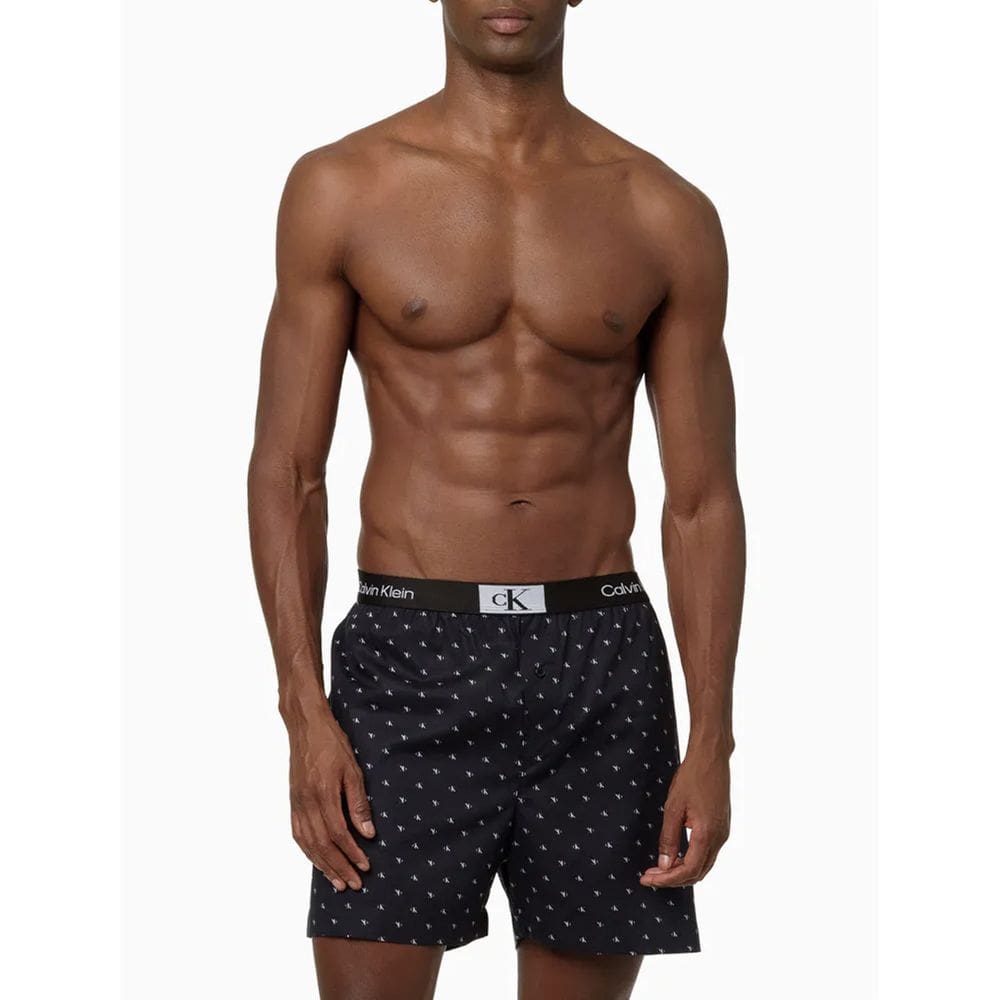 Cueca Samba-Canção Calvin Klein Print Diamond Logo Preta MAS8591