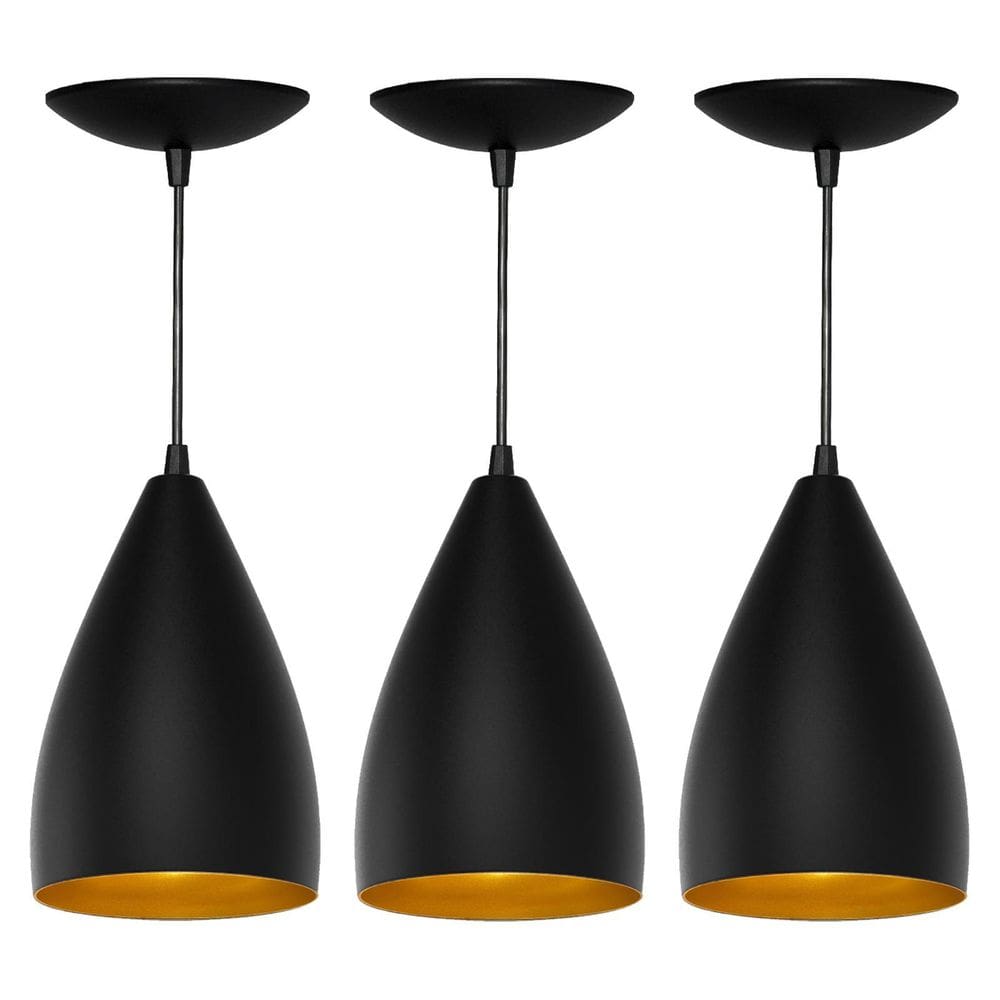 Pendentes Vegas Preto/Dourado Alumínio  Inove Ilum.