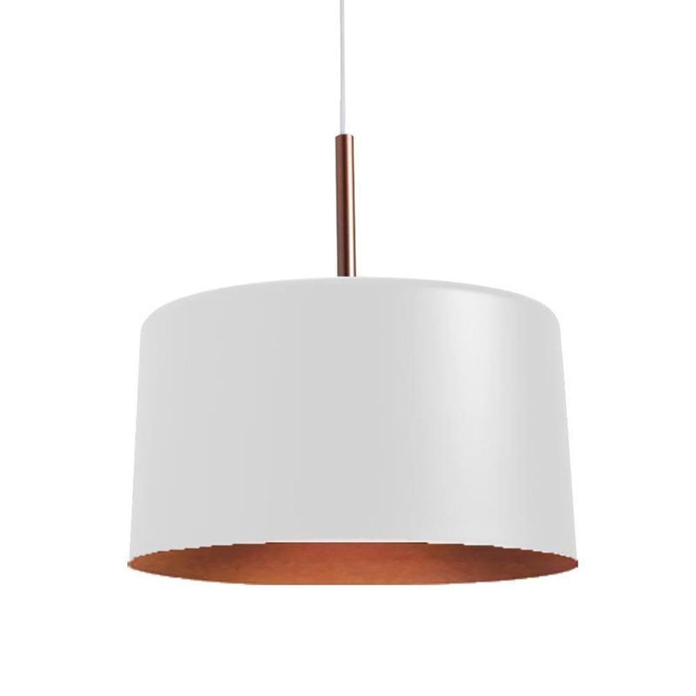 Pendente Bilboquê Grande Branca Com Cobre 22cm x 31cm 40w