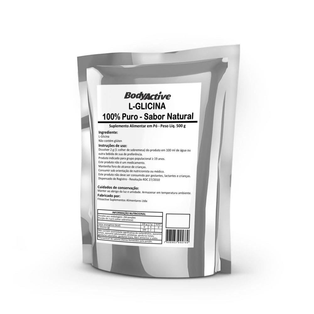 L-glicina Pura 500g em Pó - Aminoácido para Colágeno e Neurotransmissão