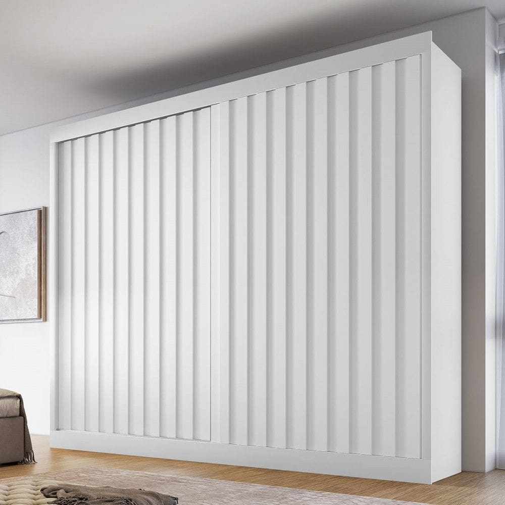 Guarda-Roupa Casal Atlanta 2 Portas 4 Gavetas com Ripado 100% Mdf Branco Acetinado - Mademarques