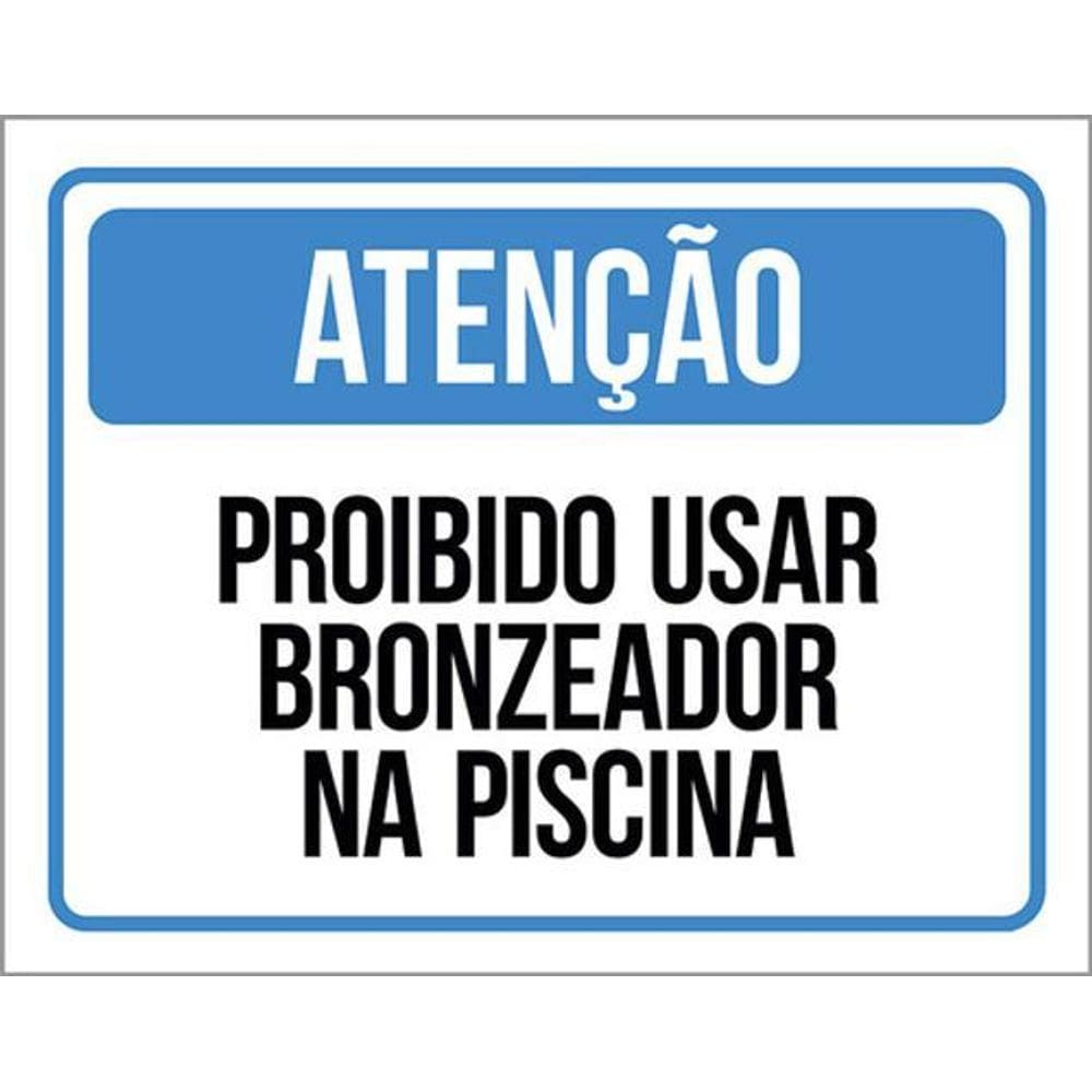 Kit 5 Placa Proibido Usar Bronzeador Na Piscina36X46