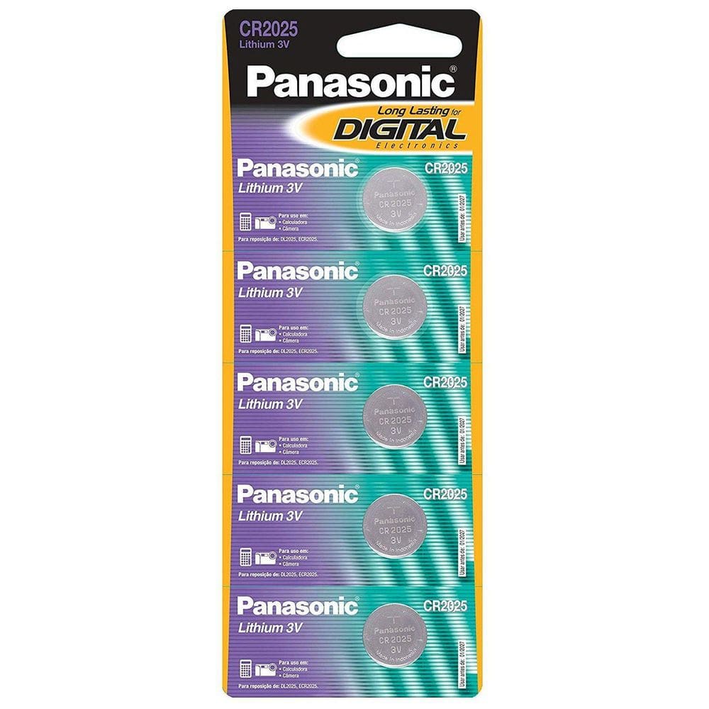 Kit 5x Baterias CR2025 3V Panasonic - Multiuso