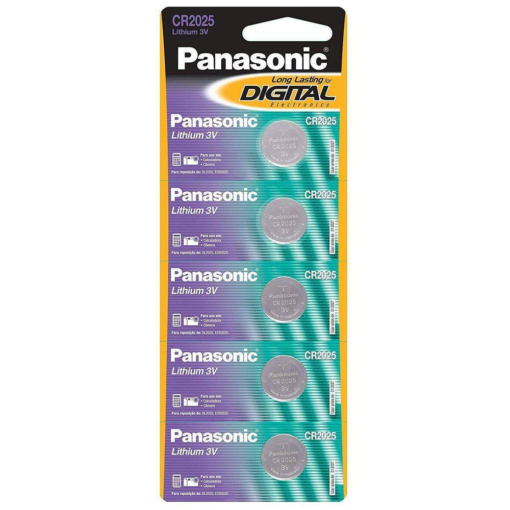 Kit 5x Baterias CR2025 3V Panasonic - Multiuso