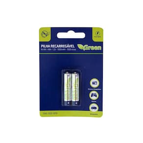 Pilha Recarregável Green Aaa 1000Mah 2 Unidades 022-1210